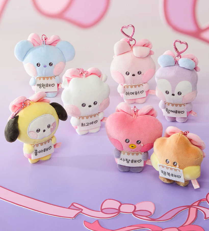 BT21 - RIBBONED U MININI MESSAGE BOOK PLUSH KEYRING
