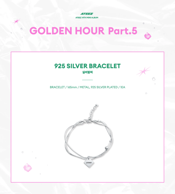 PRE-ORDER: ATEEZ - GOLDEN HOUR : PART.5 POP UP OFFICIAL MD 925 SILVER BRACELET