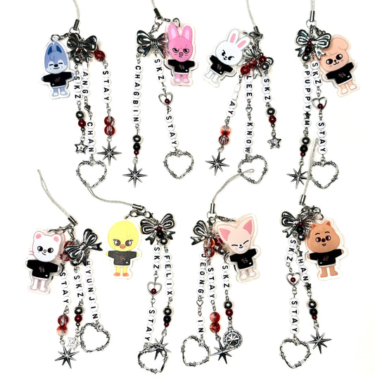 Stray Kids Lightstick/phone charms with Skzoo characters