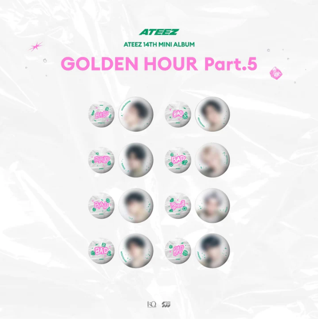 PRE-ORDER: ATEEZ - GOLDEN HOUR : PART.5 POP UP OFFICIAL MD CAN BADGE SET