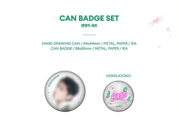 PRE-ORDER: ATEEZ - GOLDEN HOUR : PART.5 POP UP OFFICIAL MD CAN BADGE SET