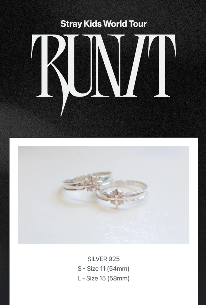 PRE-ORDER: STRAY KIDS - RUN IT WORLD TOUR IN SEOUL OFFICIAL MD RING