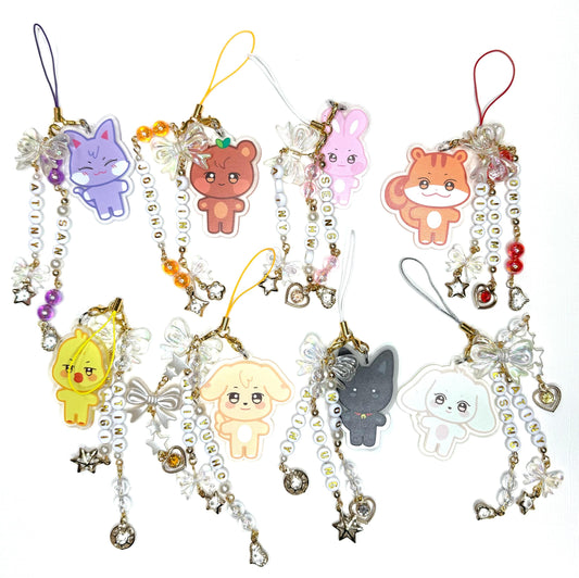 Ateez Lightstick/phone charms with Aniteez characters